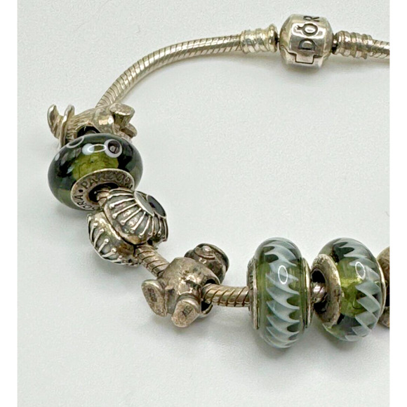 Authentic Pandora 925 sterling silver 7.5" charm bracelet w/10 charms 50.28G - Picture 2 of 7
